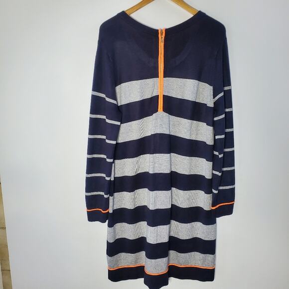 Eliza J. Navy & Grey striped Stretchy sweater long sleeve Dress Casual Comfy - Picture 2 of 11